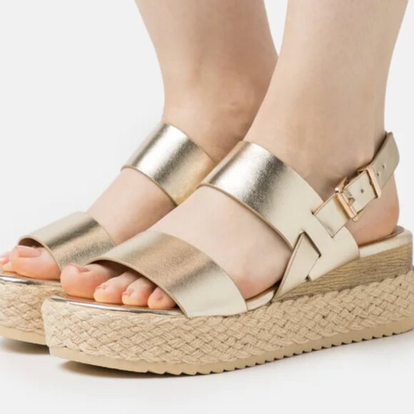 Gold Platform Sandals - Picture 1 of 2